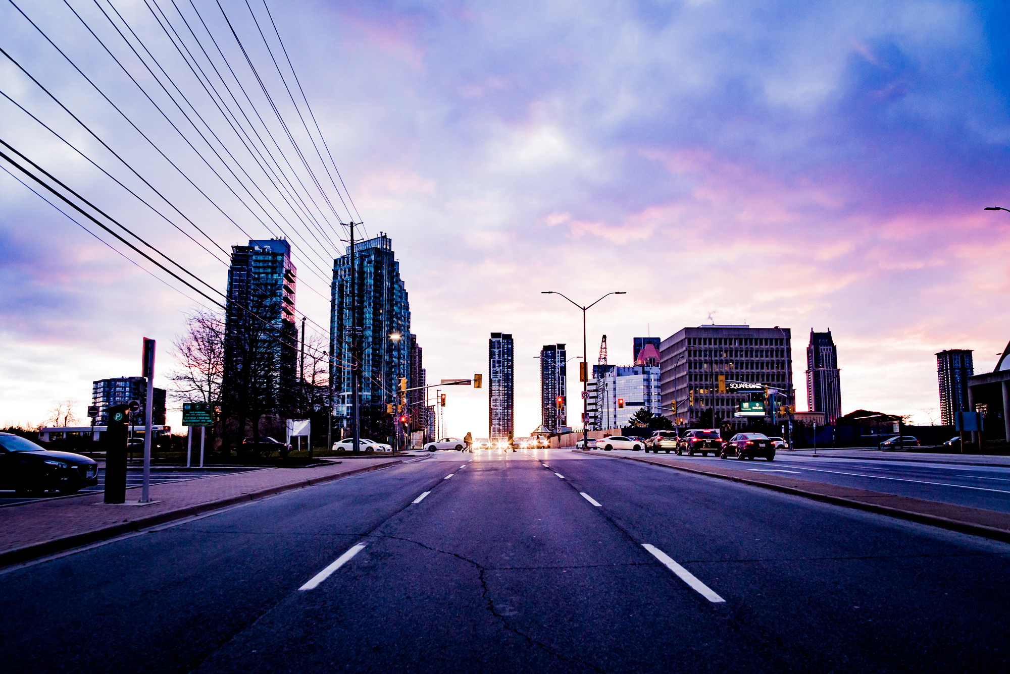 city road at dawn