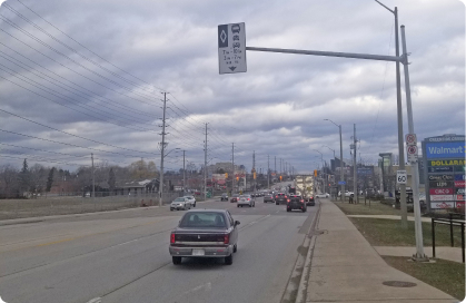 Road with overcast showing HOV